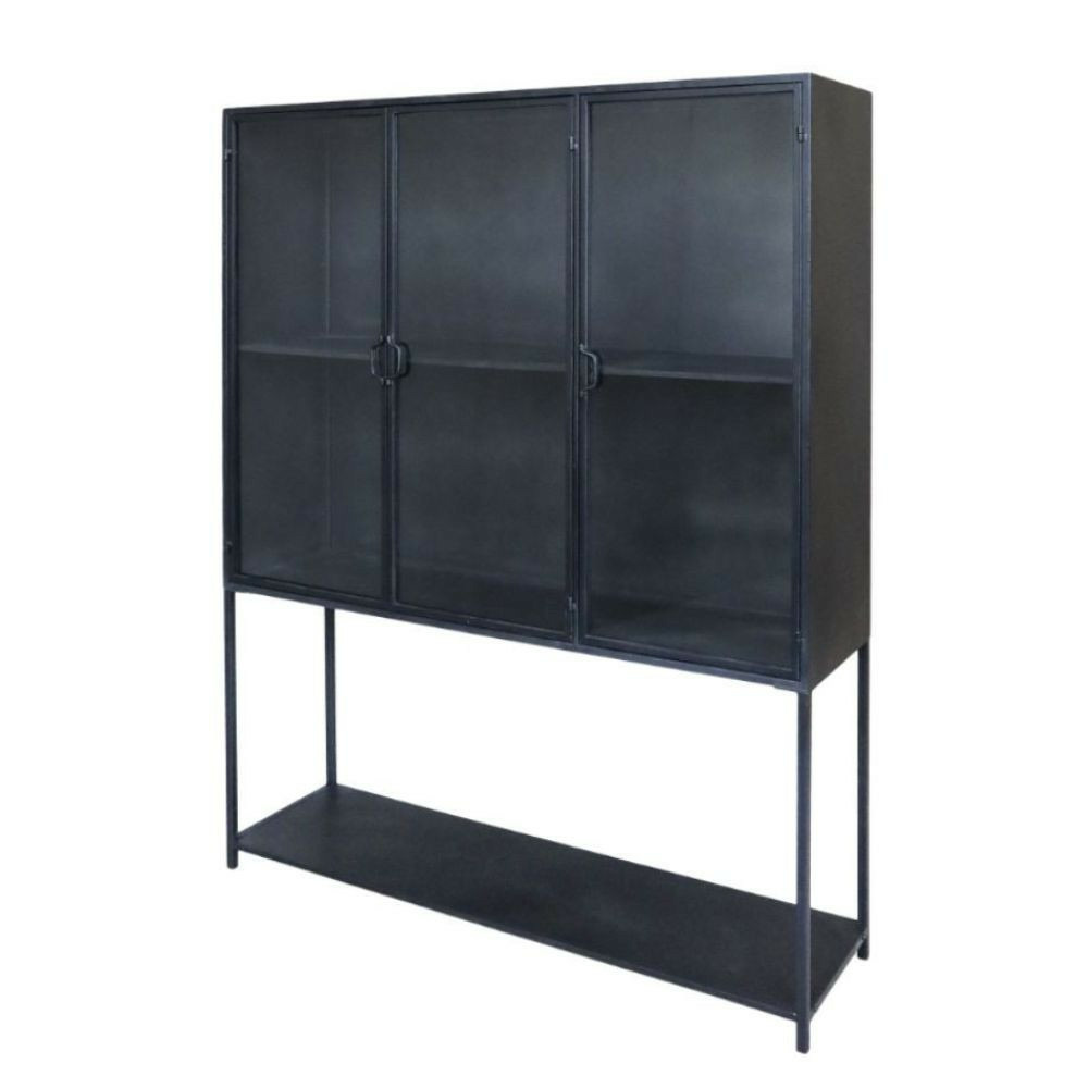 Armoire 3 portes rangement chambre salle de bain métallique noir 175cm