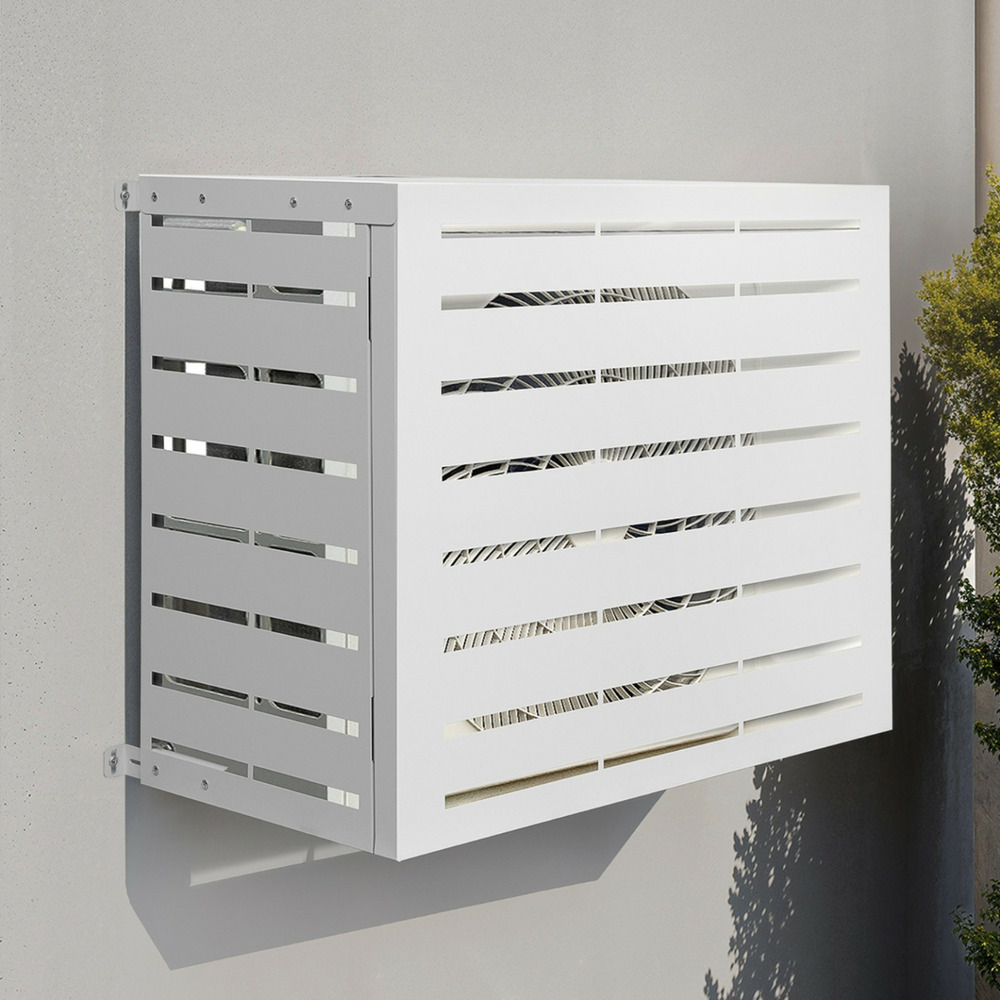Cache climatiseur en métal blanc protection unité extérieur 95 x 48 x 80 cm