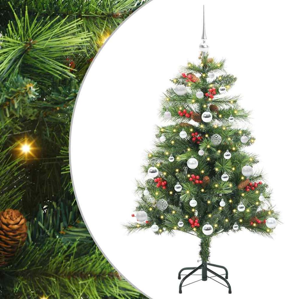 Sapin de noël artificiel 150 led blanc chaud pvc et métal vert