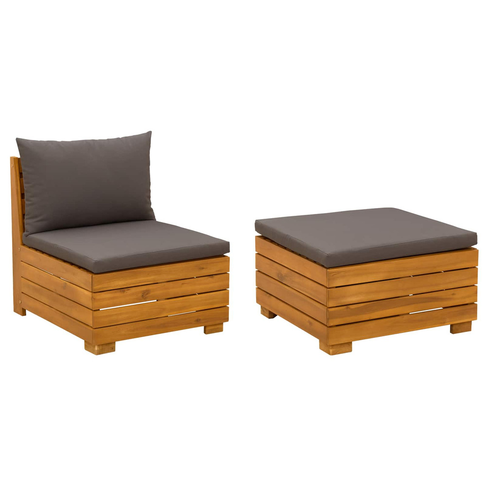 Ensemble de salon de jardin 2 pièce marron bois d'acacia massif