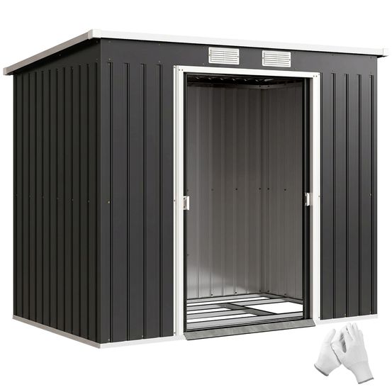 Abri de jardin acier galvanisé kit fondation portes coulissantes 213x130cm gris foncé - comfortxl outdoor living