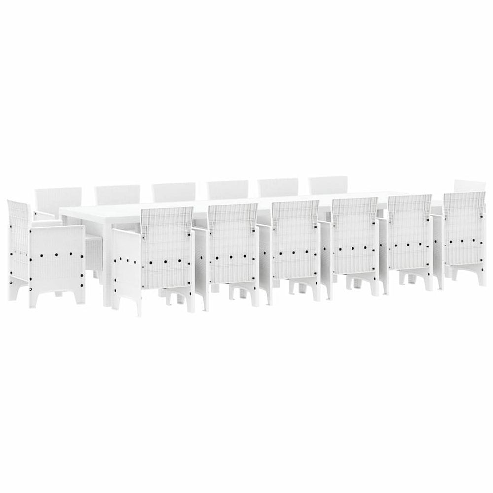 Ensemble de salle à manger pour jardin 15 pc blanc rattan polt