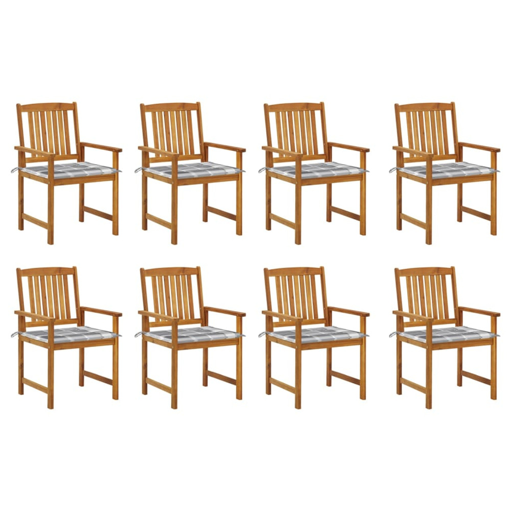 Chaises de jardin avec coussins lot de 8 bois d'acacia solide