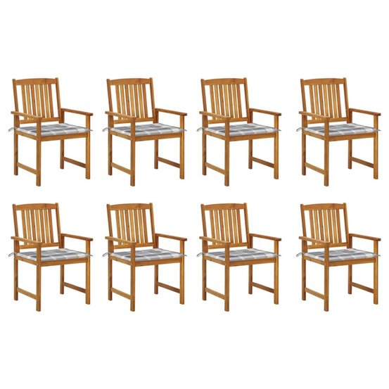Chaises de jardin avec coussins lot de 8 bois d'acacia solide