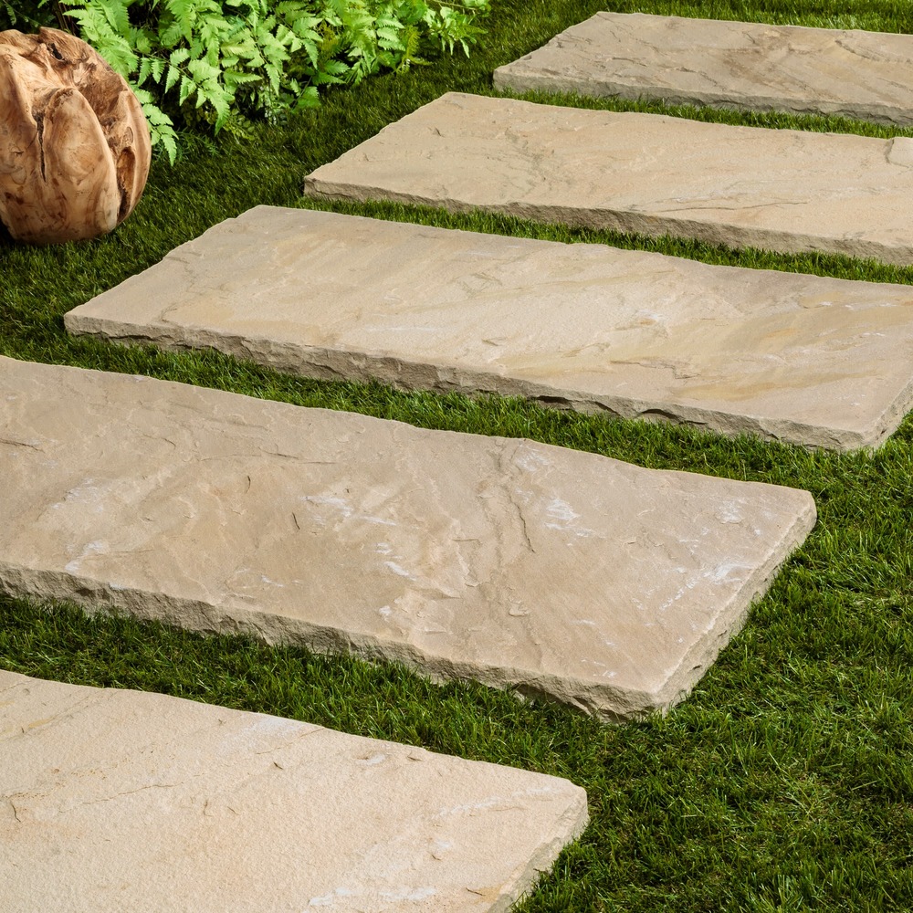 Pas japonais rectangle grès kandla beige 100x50x4 cm (à l'unité) - ro'ma nature