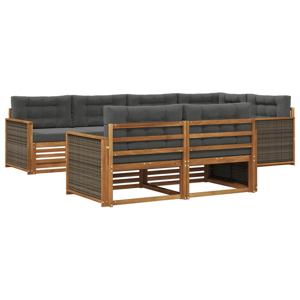 Ensemble de canapés d'extérieur 7 pc naturel et anthracite