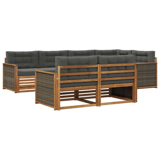 Ensemble de canapés d'extérieur 7 pc naturel et anthracite