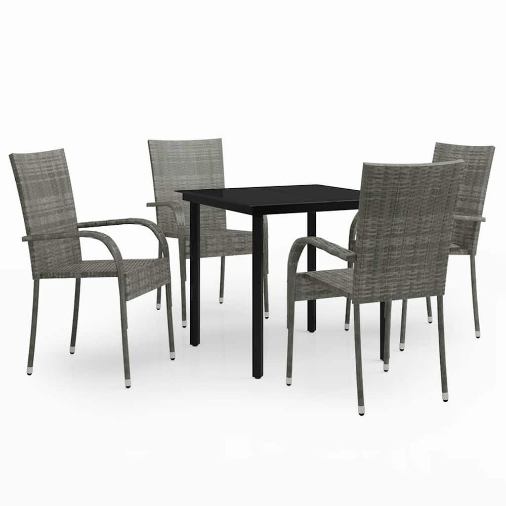 Ensemble à manger de jardin 5 pcs gris et noir