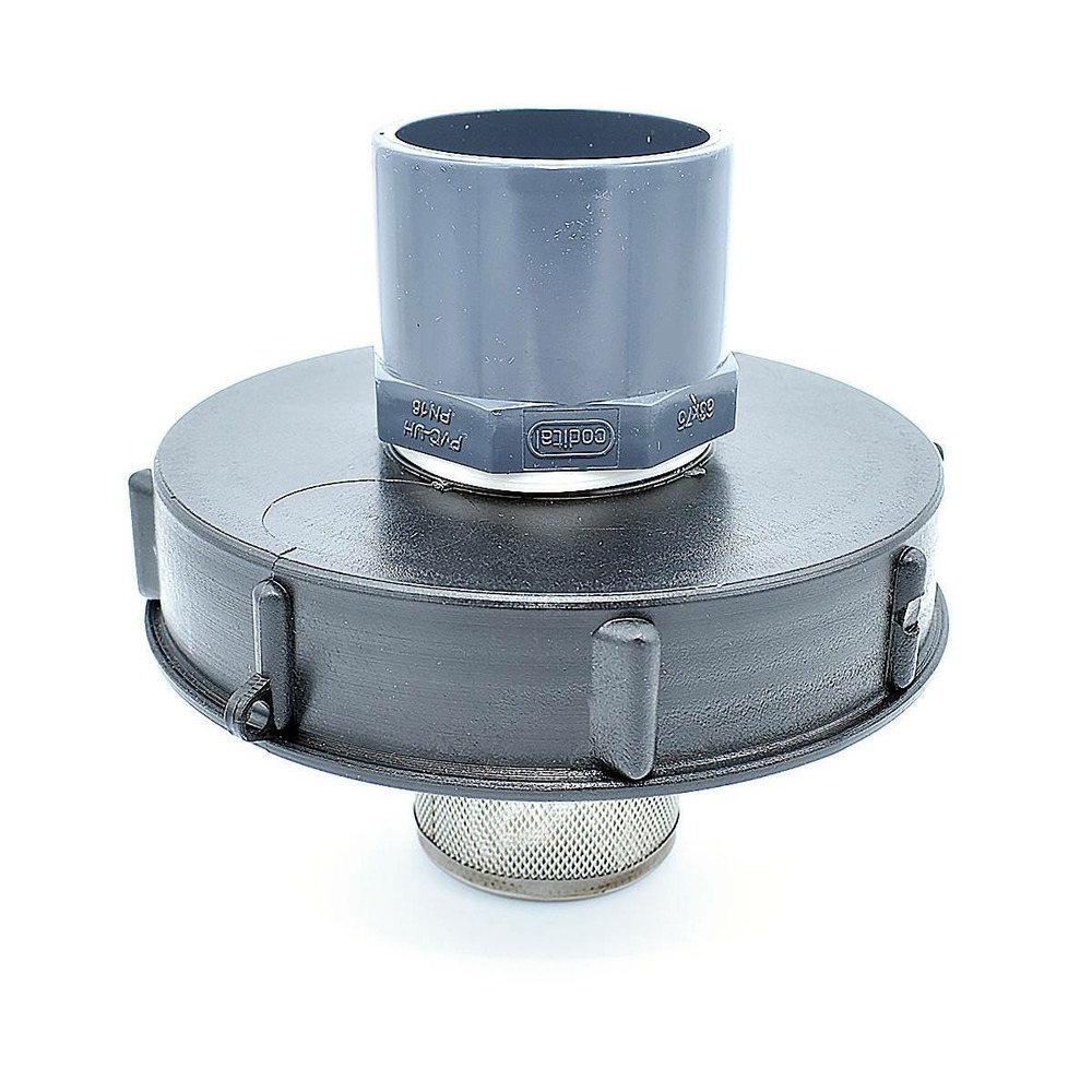 Couvercle 15cm pour cuve 1000l avec entrée pvc 63/75 et filtre 2 pouces