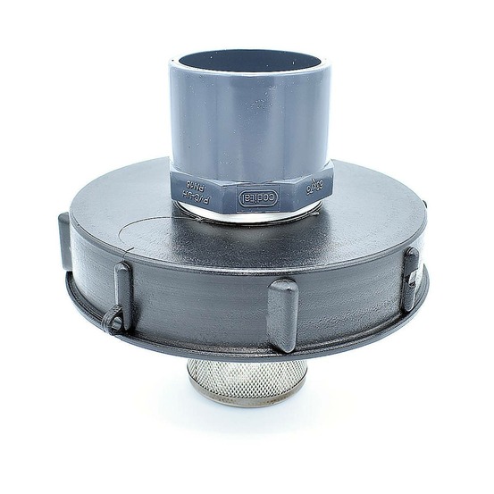 Couvercle 15cm pour cuve 1000l avec entrée pvc 63/75 et filtre 2 pouces