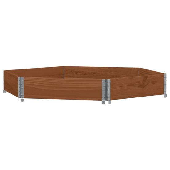 Lit surélevé hexagonale marron 160x160 cm bois pin massif
