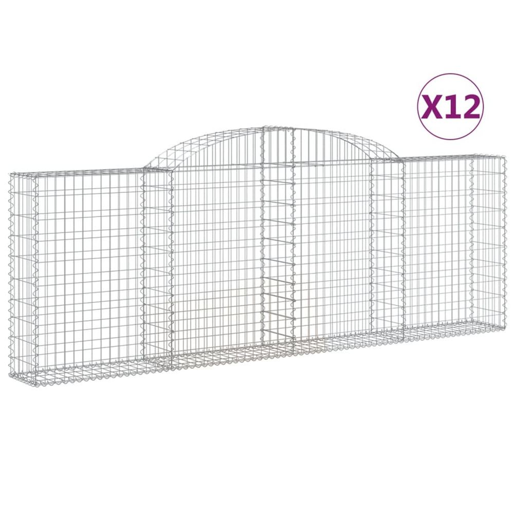 Paniers à gabions arqués 12 pcs 300x30x100/120 cm fer galvanisé
