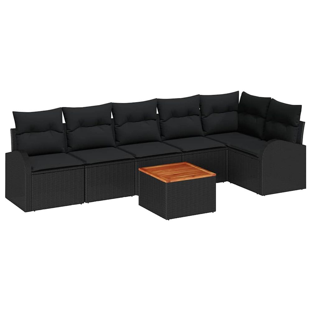 Ensemble de canapé de jardin 7 pc noir polyrotin