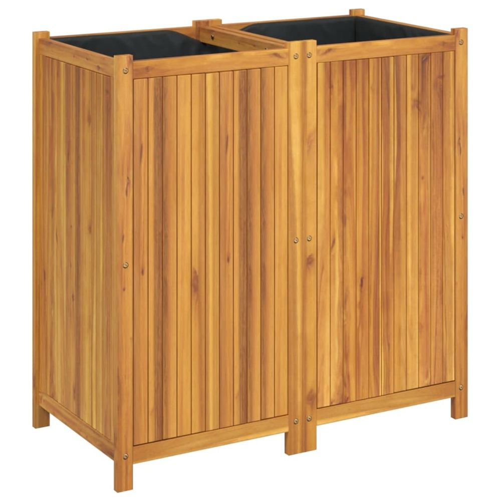 Jardinière d'extérieur avec doublure 100x50x100 cm bois massif d'acacia