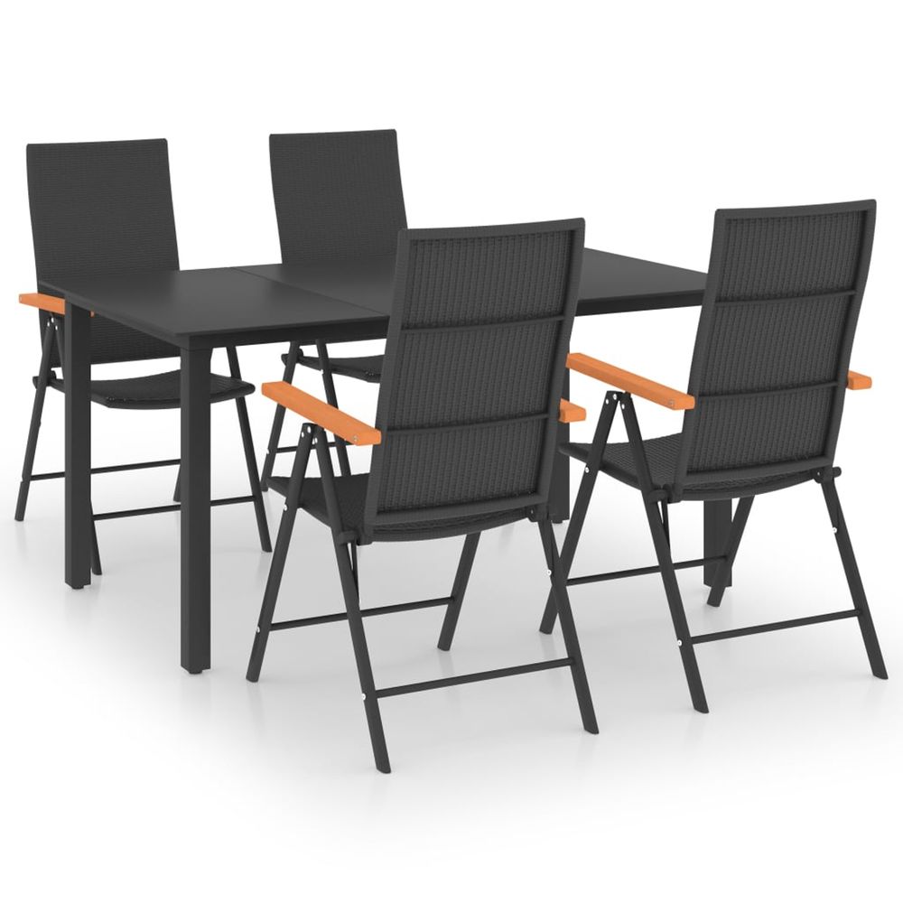 Ensemble à manger de jardin 5 pcs noir et marron
