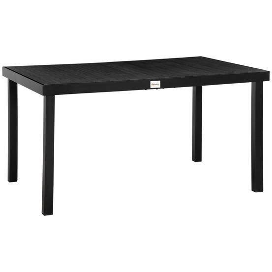 Table de jardin pour 6 personnes en aluminium 140x90x74cm, mobilier de jardin, facile d'entretien, noir
