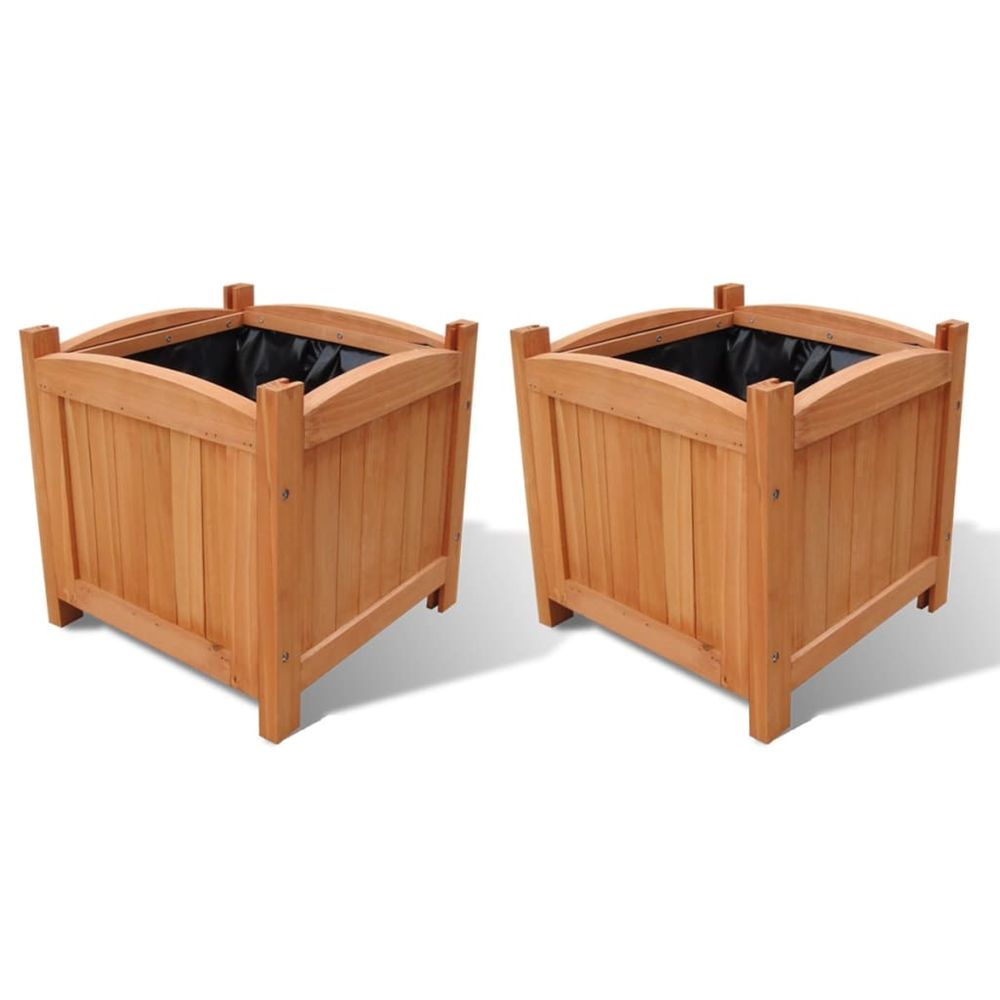LOT DE 2 BACS A FLEURS BOIS-(866172)