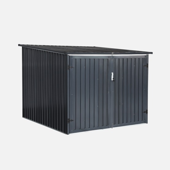 Garage à vélo. Rangement 4 vélos. Gris en acier galvanisé. L 203 x p 198 x h 157 cm