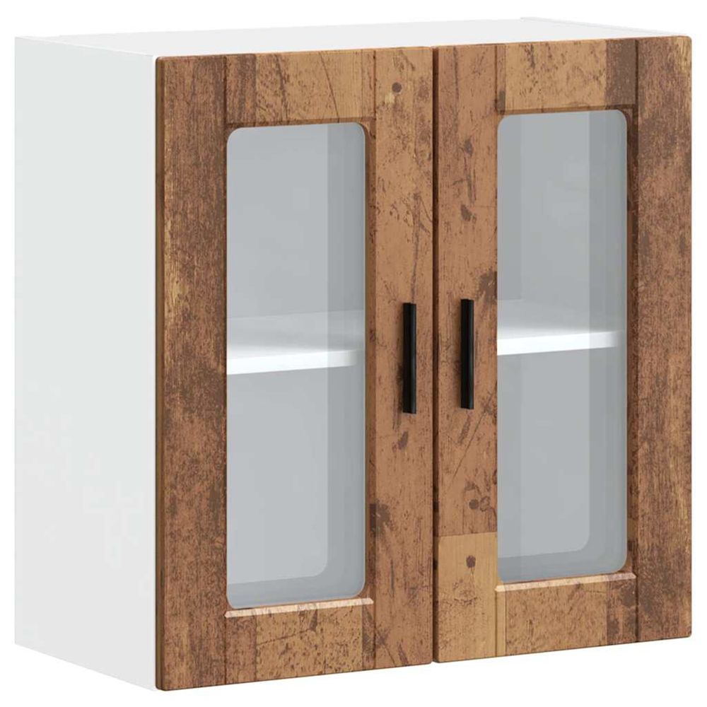 Armoire murale de cuisine avec porte en verre porto vieux bois