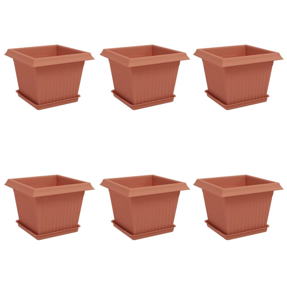 Pots de plantes 6 pc rouge brique plastique