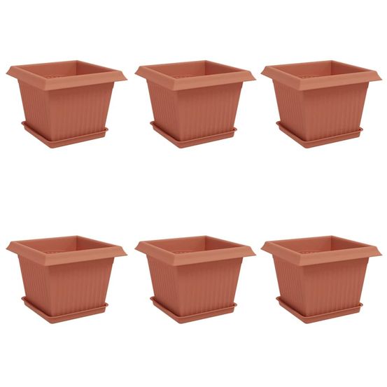 Pots de plantes 6 pc rouge brique plastique
