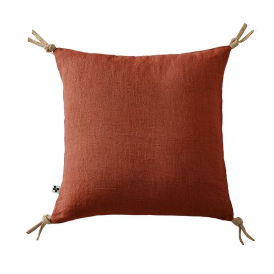 Coussin pompons lin lave collection soline