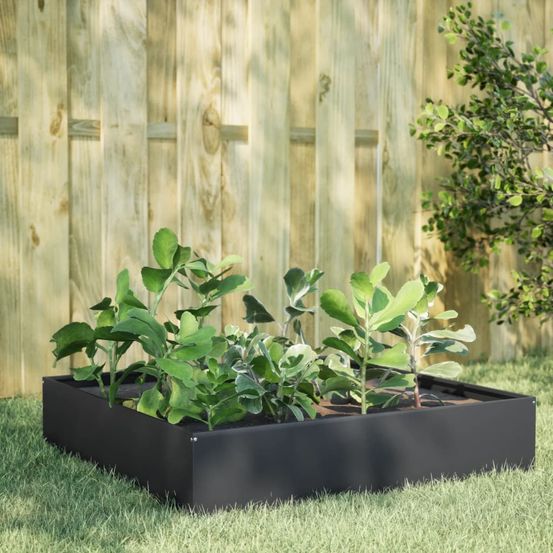 Carré potager surélevé en acier pour jardin terrasse anthracite 100x100x33,5 cm