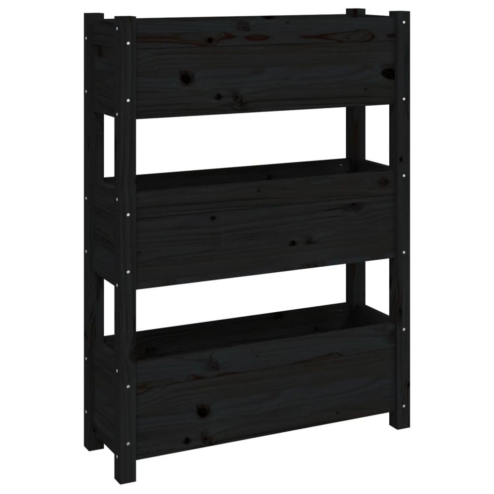 Jardinière noir 77x25x104,5 cm bois massif de pin