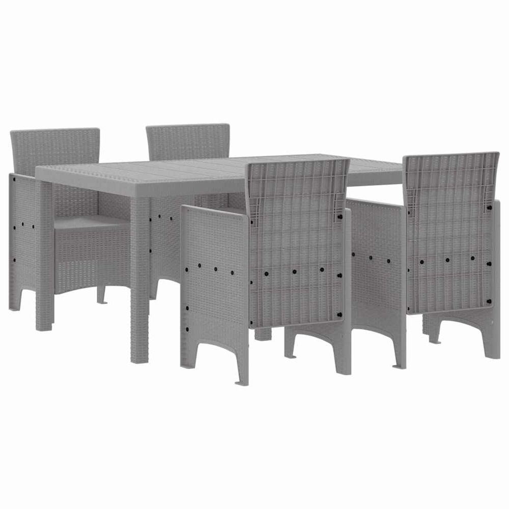 Ensemble de salle à manger pour jardin 5 pc gris clair
