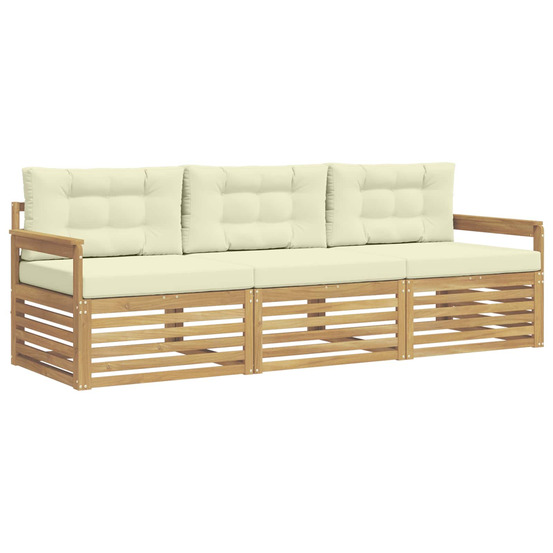Ensemble de canapés d'extérieur 3 pcs blanc et crème polyester