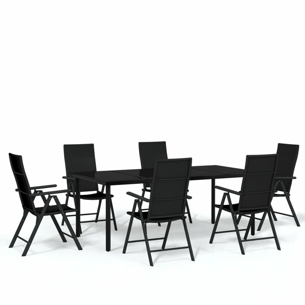 Ensemble à manger de jardin 7 pcs noir