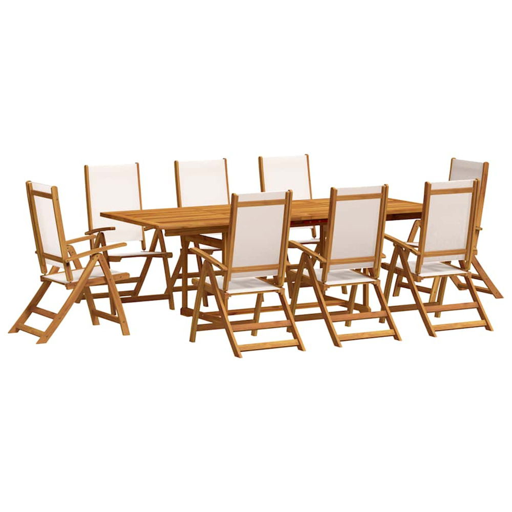 Ensemble à manger de jardin 9pcs bois d'acacia solide textilène