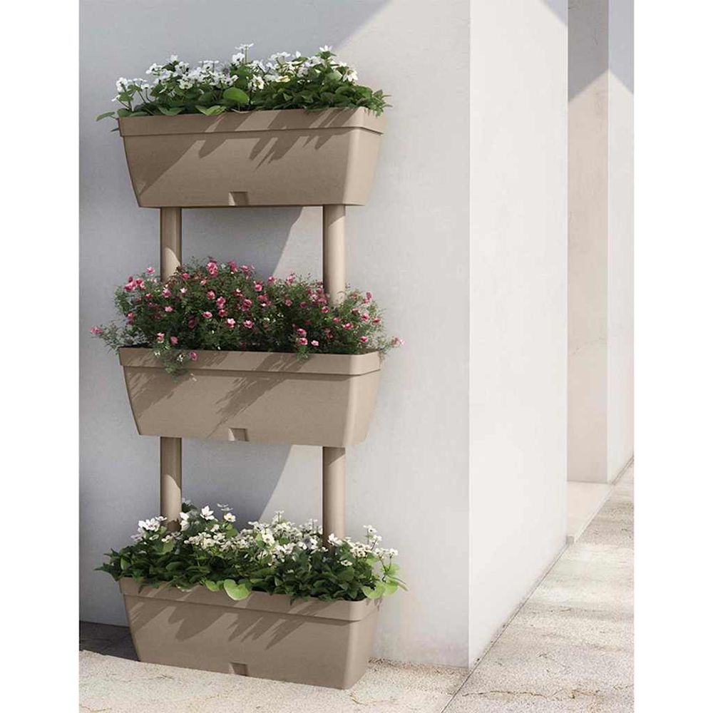 Jardinières verticales tpr modulables aménagement balcon système réservoir eau taupe
