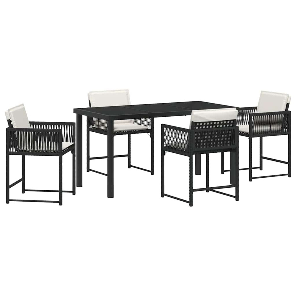 Ensemble de salle à manger pour jardin 5 pcs noir polyrotin