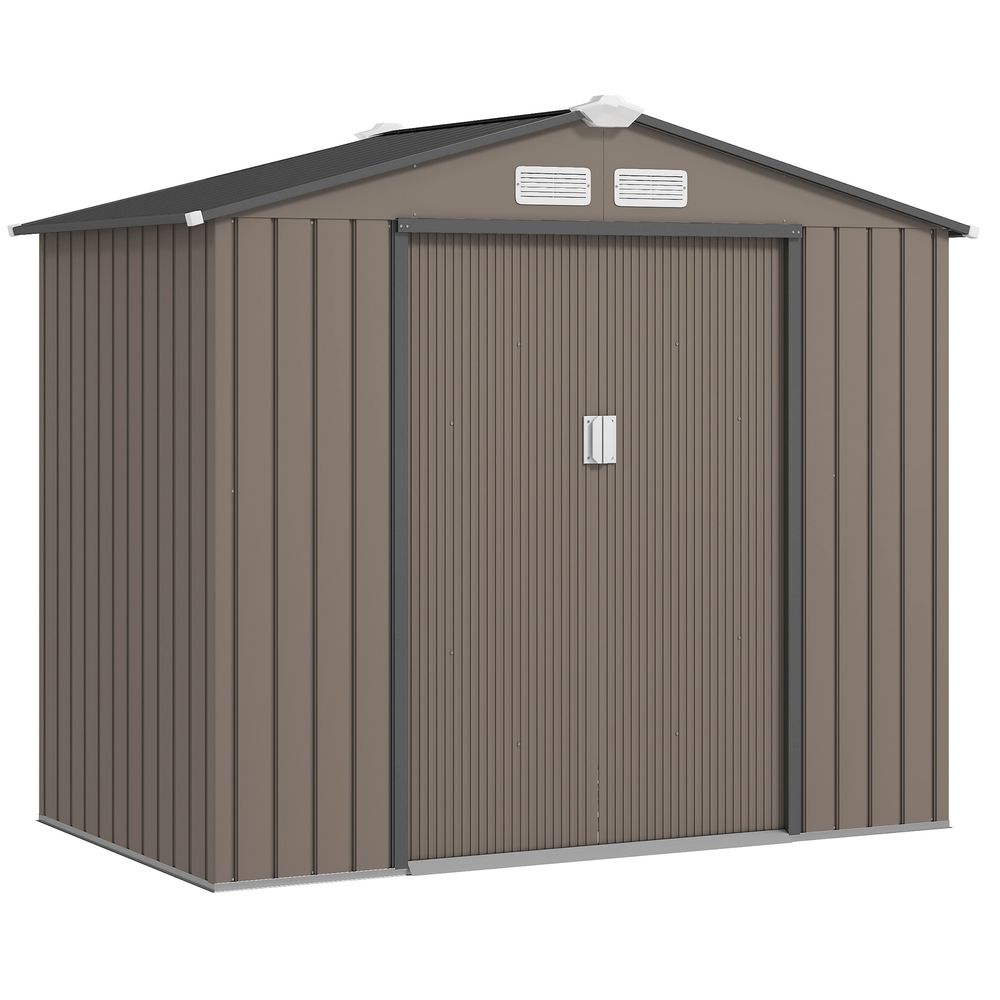 Abri de jardin acier galvanisé extérieur protection outils 213x130x185cm marron - comfortxl outdoor living