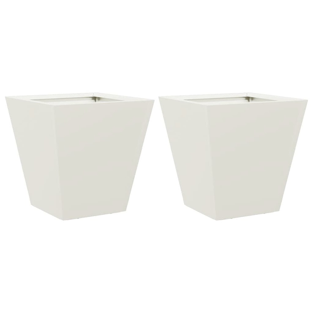 Jardinière bac lit surélevé plantes fleurs jardin terrasses lot de 2 30 x 30 x 30 cm acier blanc