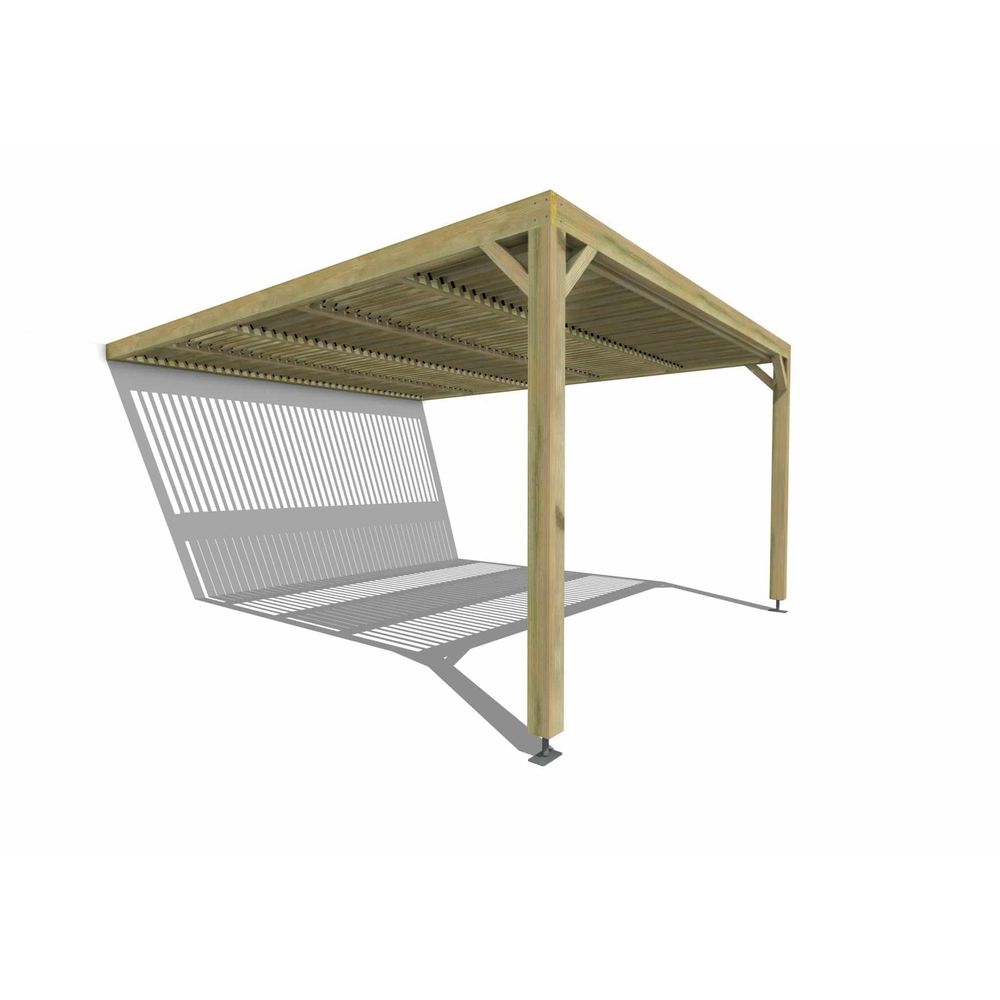 Pergola bois • 4m x 5m • adossée • sens largeur • lames orientables bioclimatiques incluses • livraison comprise