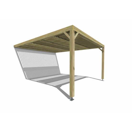 Pergola bois • 4m x 5m • adossée • sens largeur • lames orientables bioclimatiques incluses • livraison comprise