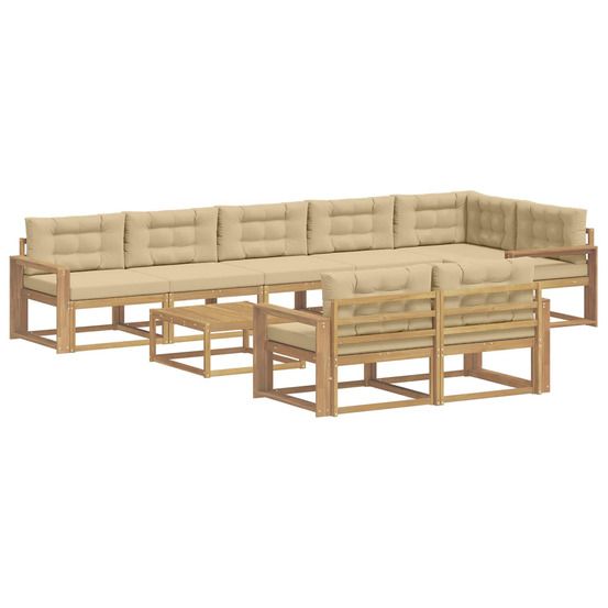 Ensemble de canapés d'extérieur 9 pc blanc et beige polyester