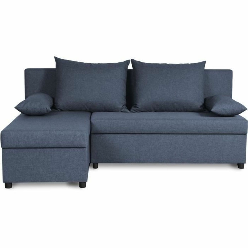 Canapé d'angle réversible – tissu bleu – 192 x 143 x 79 cm
