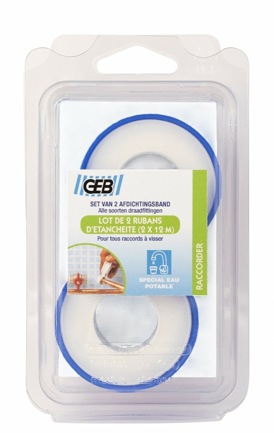 Lot de 2 rubans téflons ep.0.075 x l.12 mm x l.12 m geb