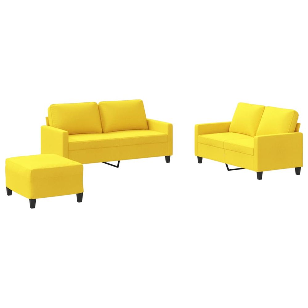 Ensemble de canapés 3 pcs avec coussins jaune clair tissu