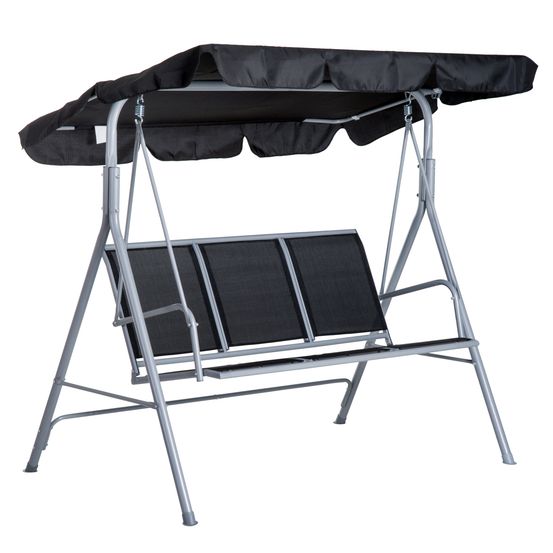 Balançoire hollywood avec baldaquin de jardin pieds antidérapants 171x108x150cm noir