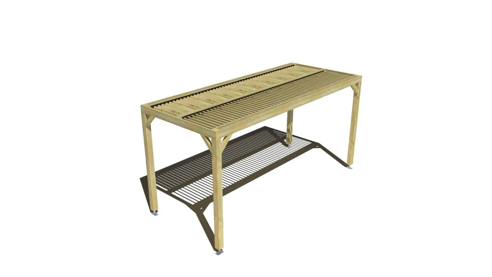 Pergola bois • 5m x 2m • indépendante • sens largeur • lames orientables bioclimatiques incluses • livraison comprise