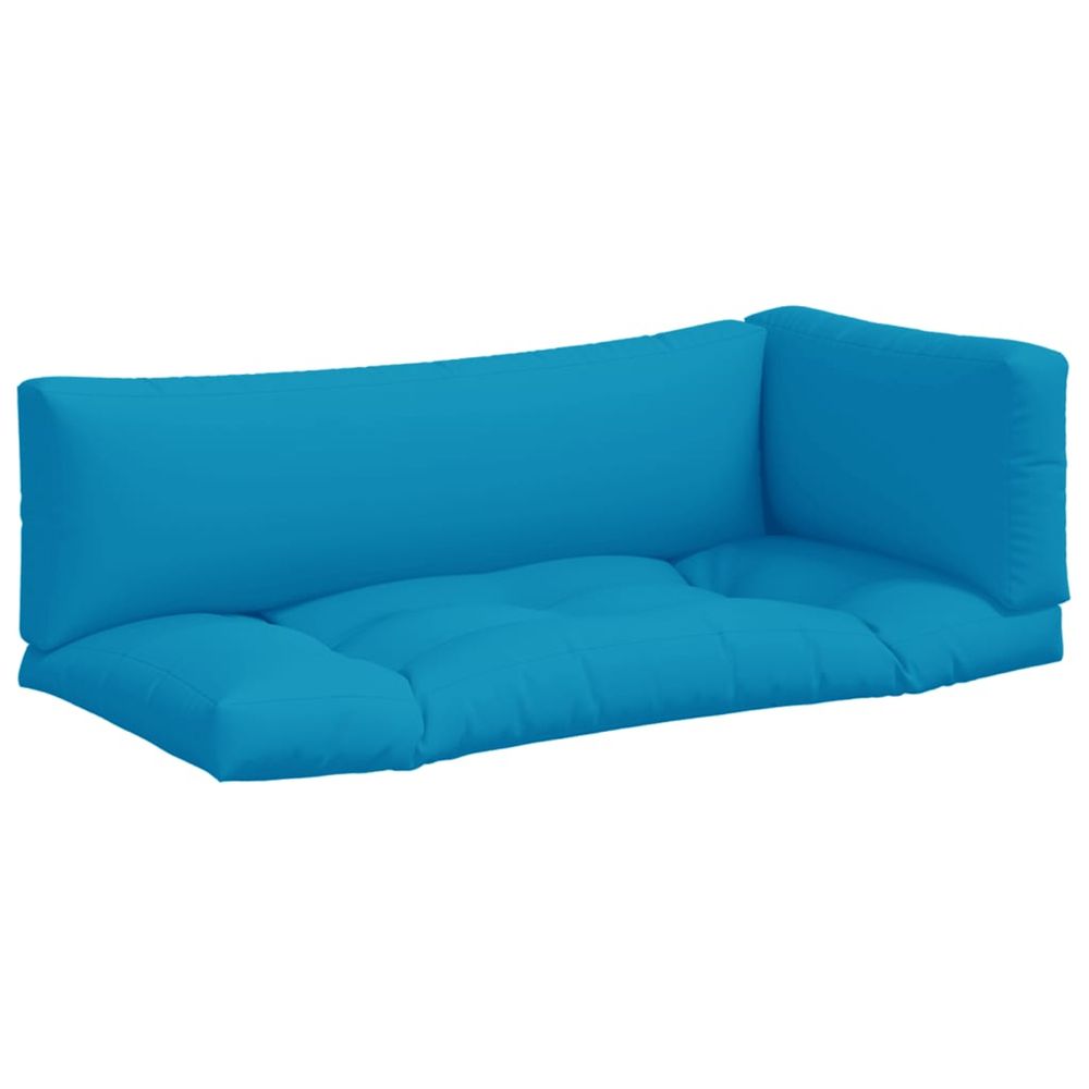 Coussins de palette 3 pcs bleu clair tissu