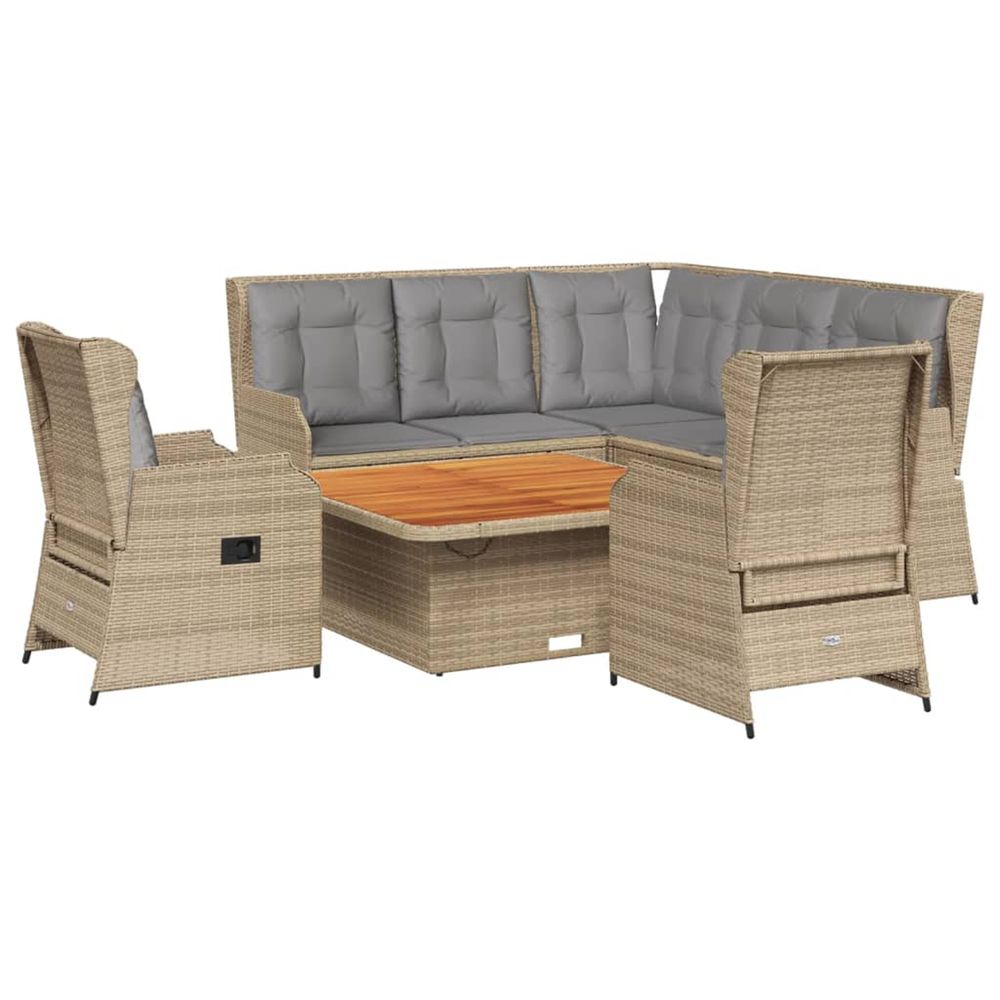 Salon de jardin avec coussins 6 pcs beige résine tressée