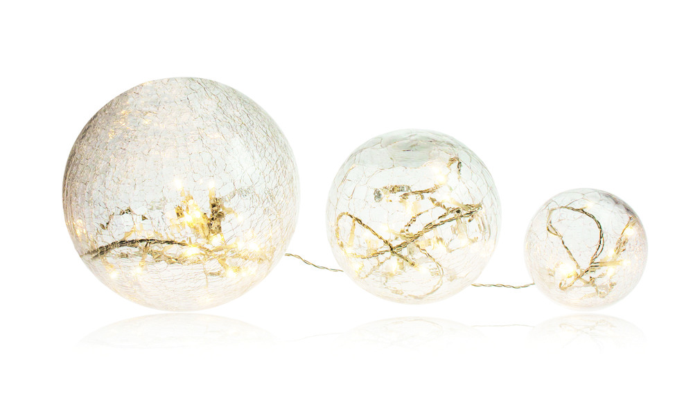 3 boules verre claire led