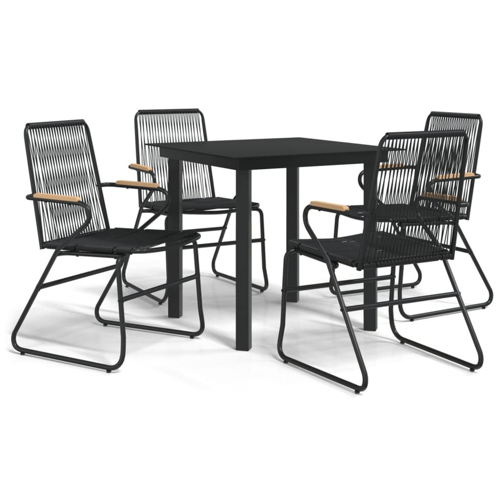 Ensemble à manger de jardin 5 pcs noir rotin pvc