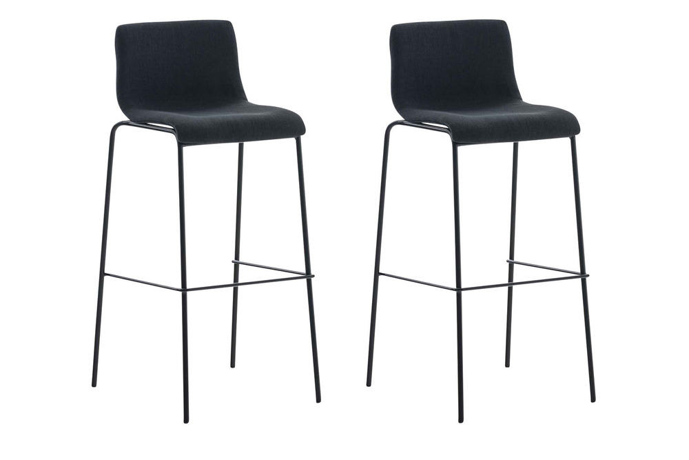 Lot de 2 tabourets de bar hoover tissu 4 pieds structure noir