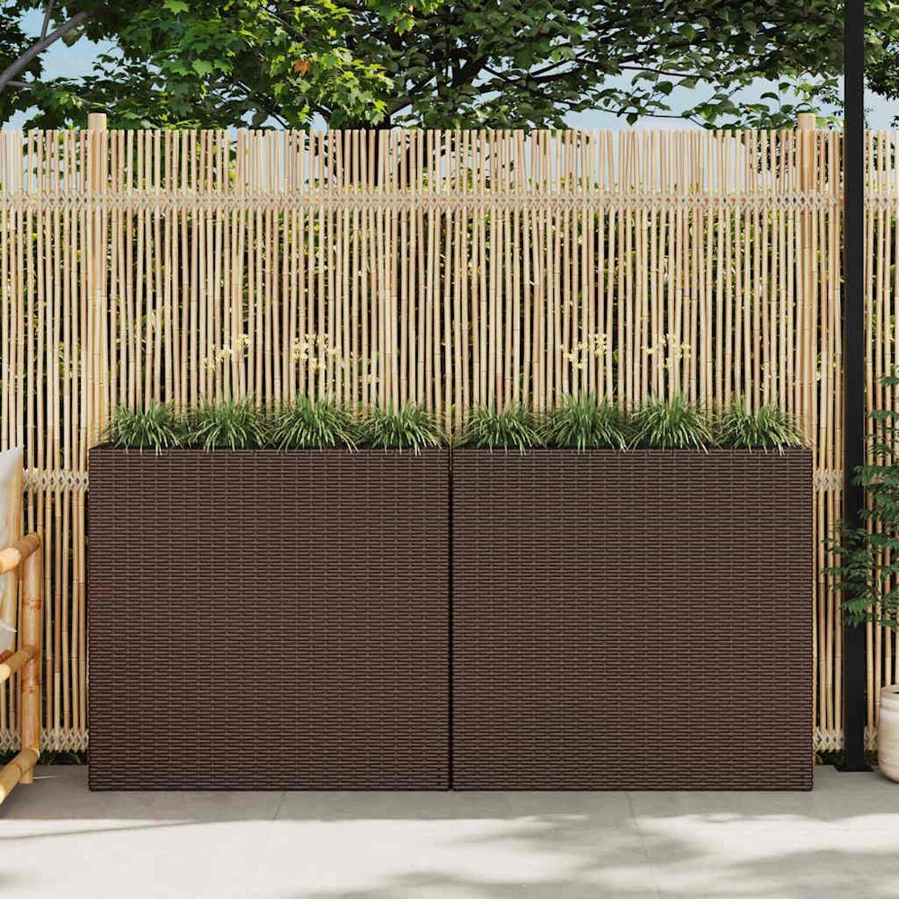 Jardinière surélevée en résine tressée avec 8 pots amovibles marron